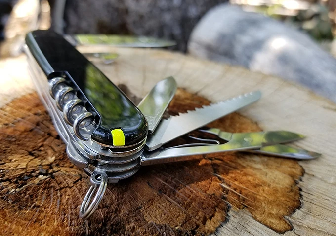 The Firefly works with a variety of Swiss Army knife models, swapping in for the toothpick