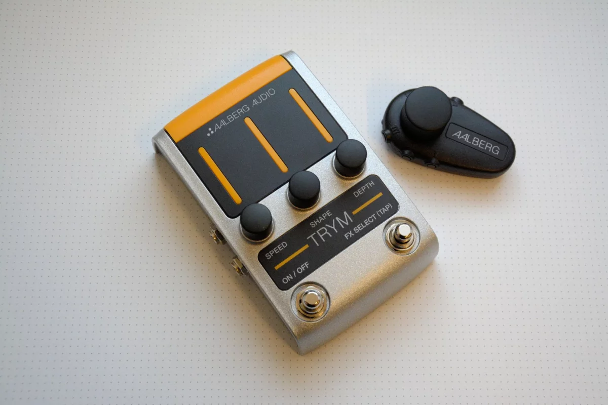 The Trym tremolo floor stomp and Aero wireless control unit from Aalberg Audio