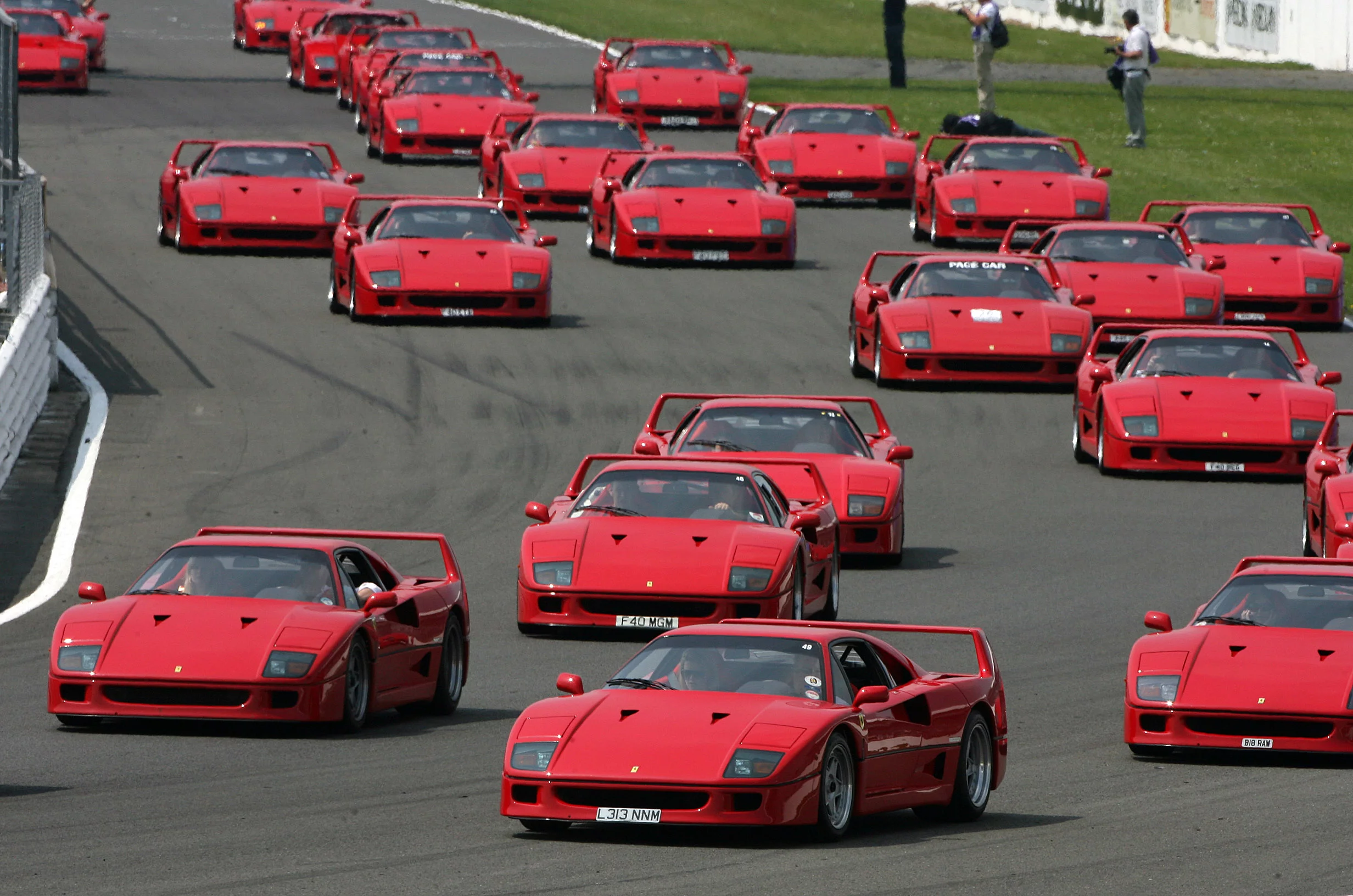 F40s at Ferrari's 20th birthday at the Silverstone Classic in 2007