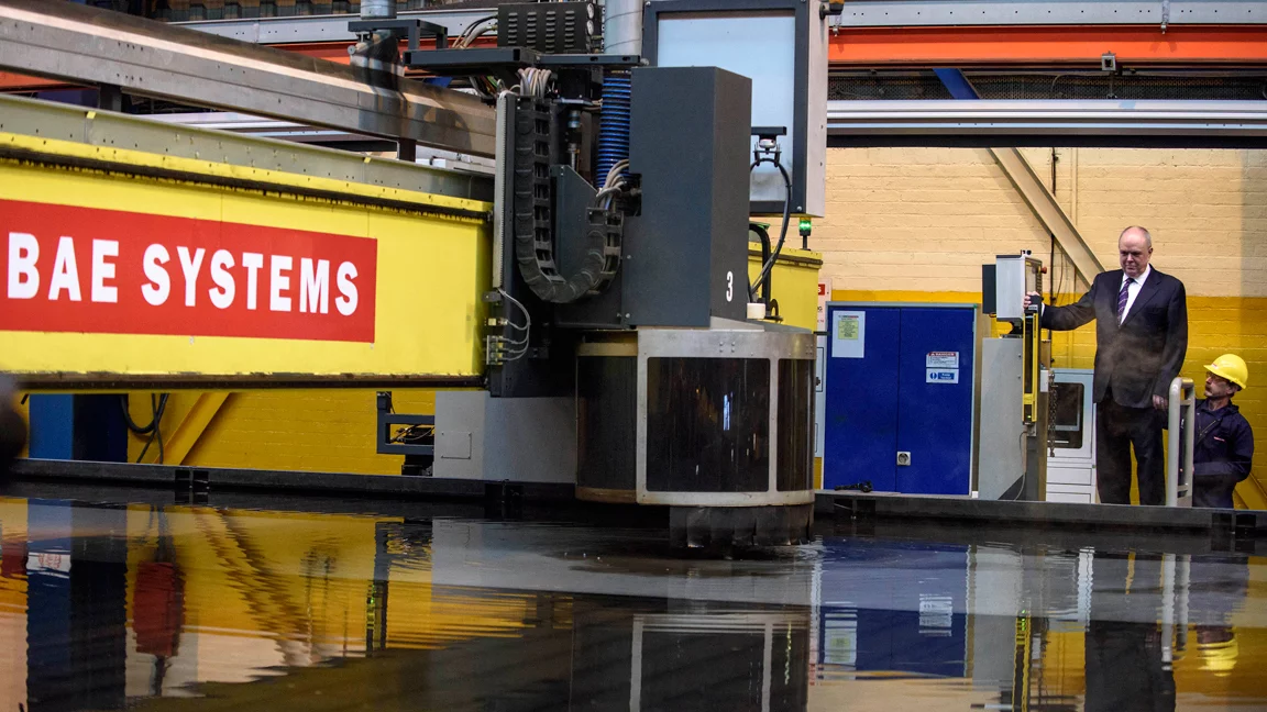 The first steel being cut