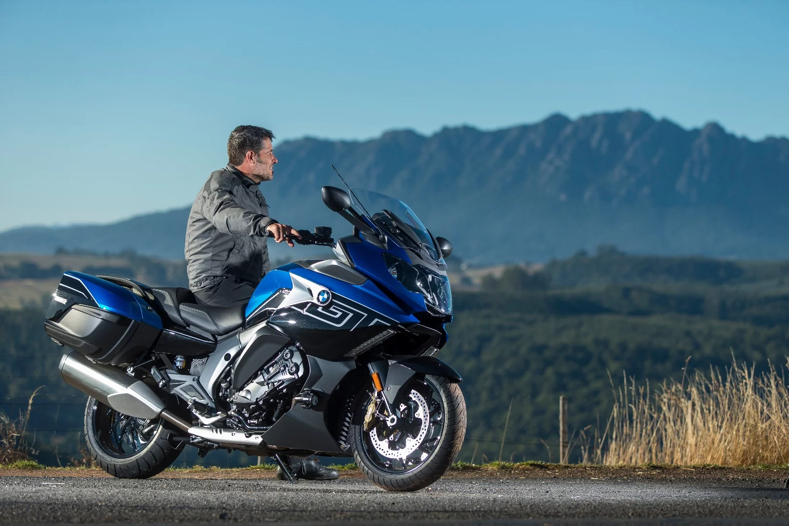 BMW Australia's Miles Davis looking windswept and interesting on the 2017 K1600GT