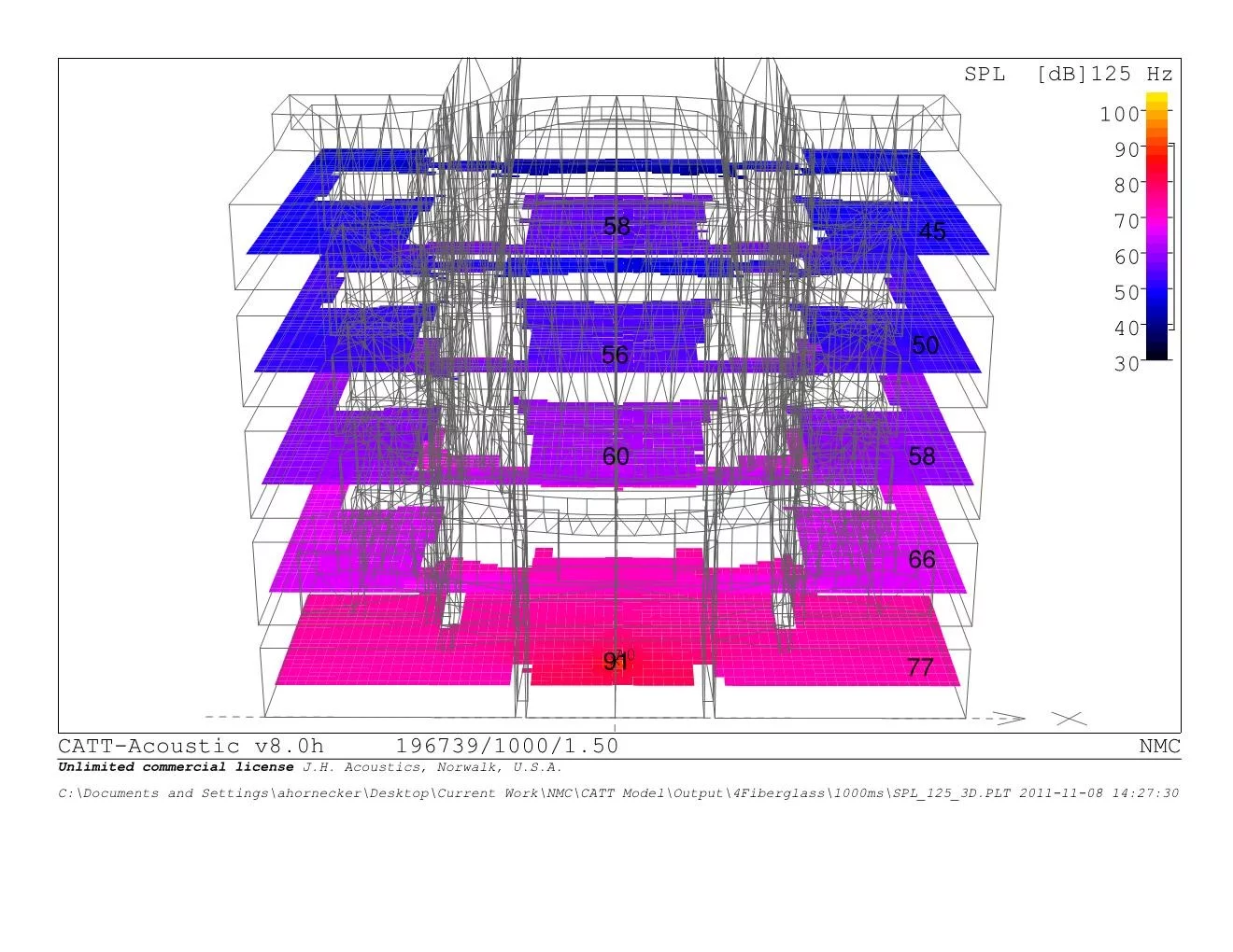 In designing the Studio Bell's interior, US based Acoustic Engineers Jaffe Holden used acoustic modeling to identify ideal materials and shapes to transport sound throughout the space