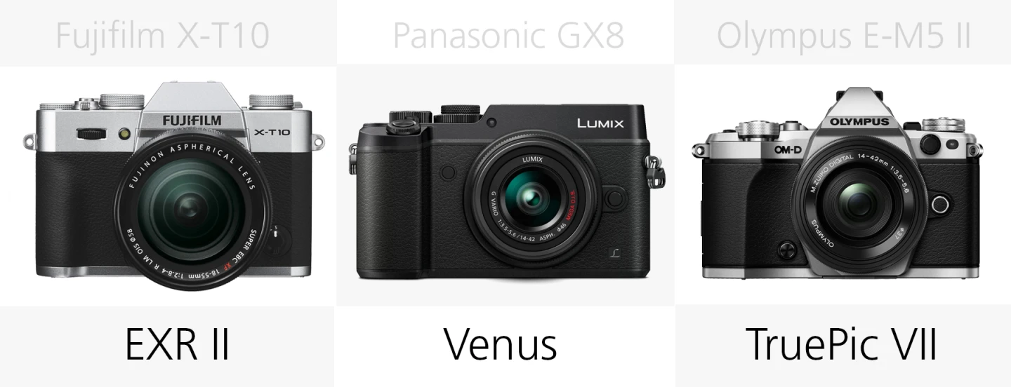 Image processor comparison Fujifilm X-T10, Panasonic GX8 and Olympus E-M5 II