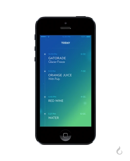 Vessyl app showing daily beverage intake