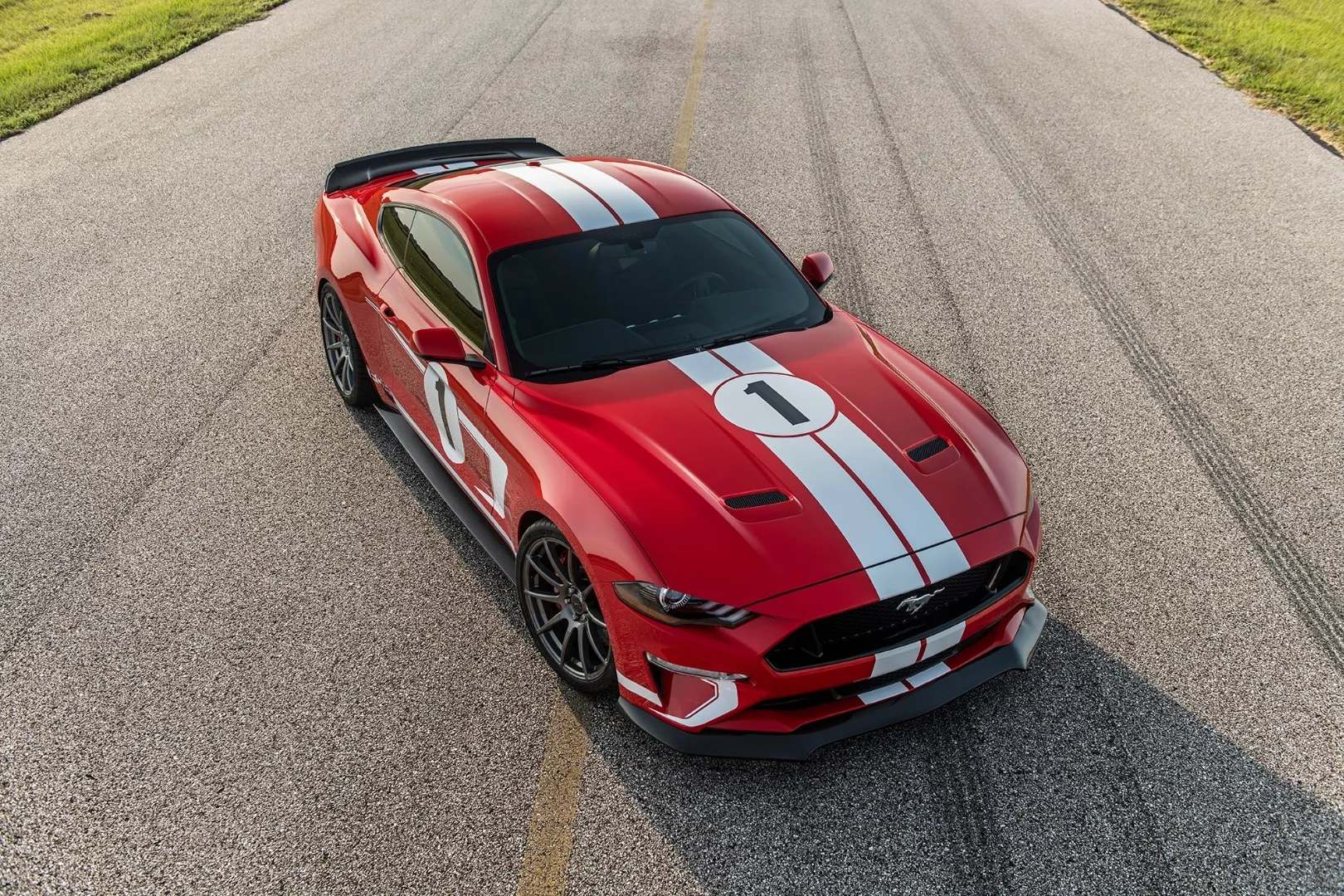The Hennessey Heritage Edition Mustang is racy in red