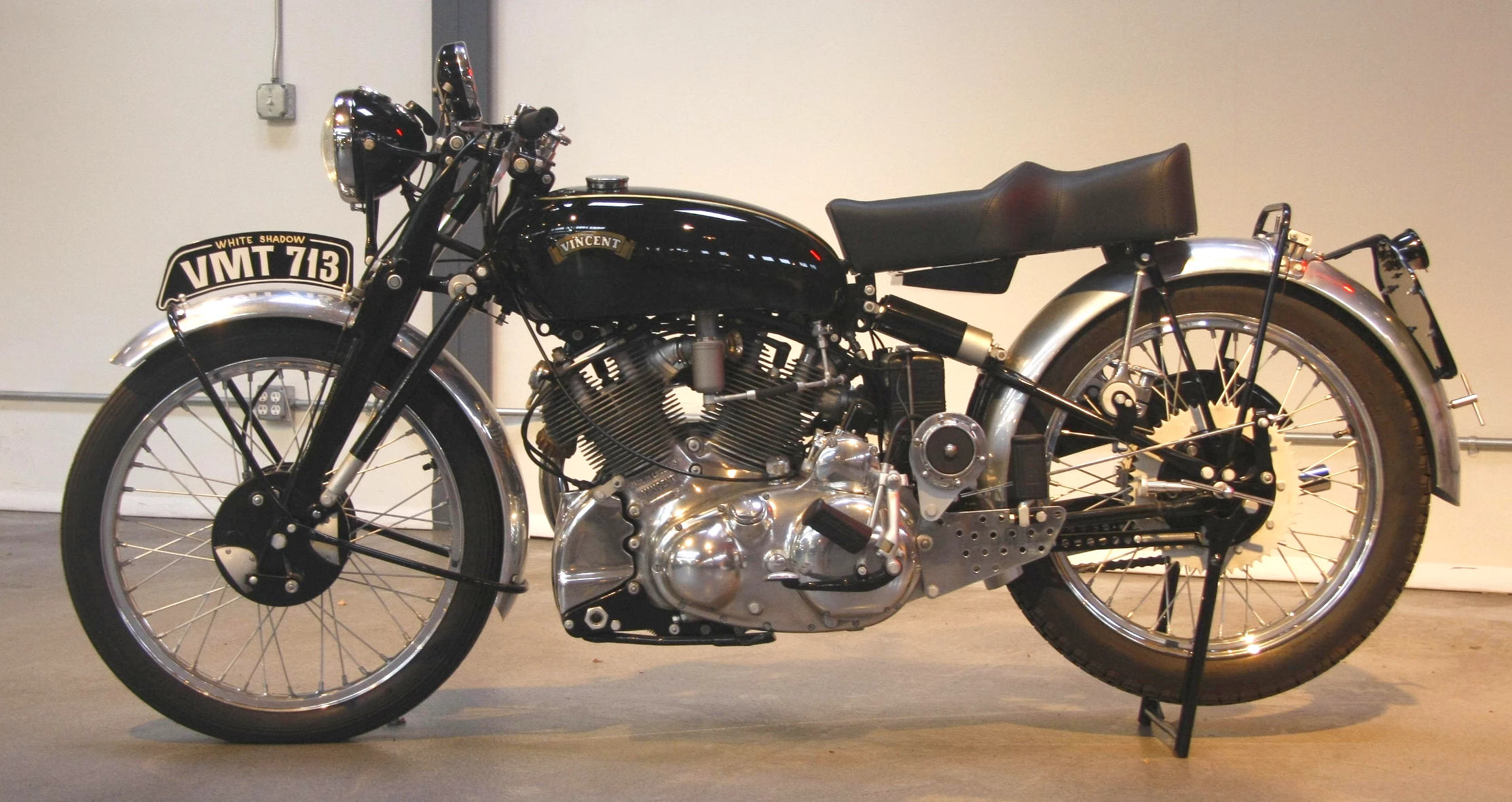 One of only 15 ever produced, this 1950 Vincent Series C White Shadow was sold for US$111,150 at the Quail Motorcycle Gathering in May, 2009. A complete restoration and return to absolute originality ensued, resulting in the bike fetching US$224,250 at auction on January 9, 2015.