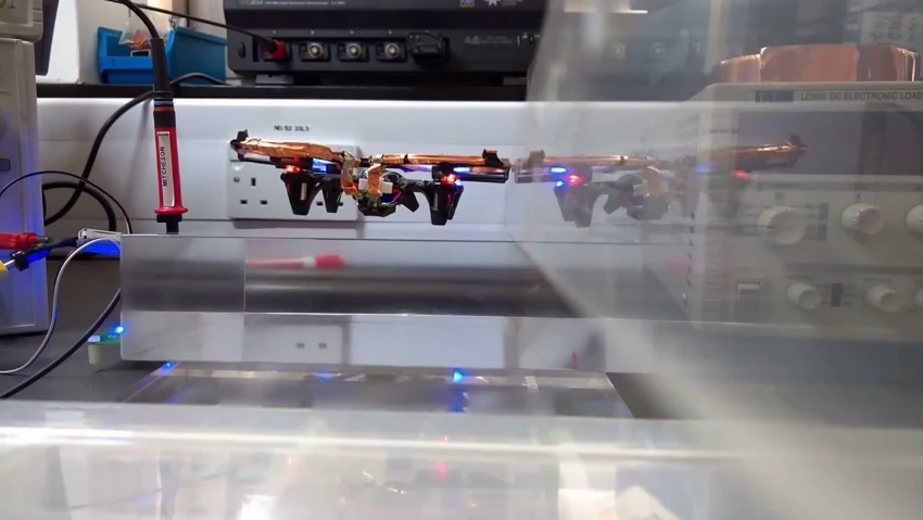 The Imperial College drone, flying without a battery or tether