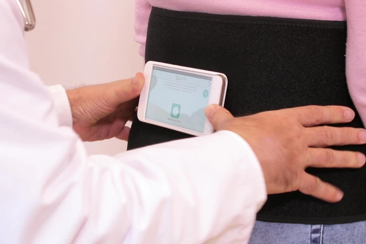 The FallSkip device is attached to the waistband