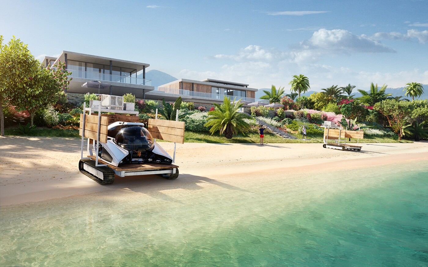 The Nemo version of the Beachlauncher works with both the single- and two-passenger versions of the submersible