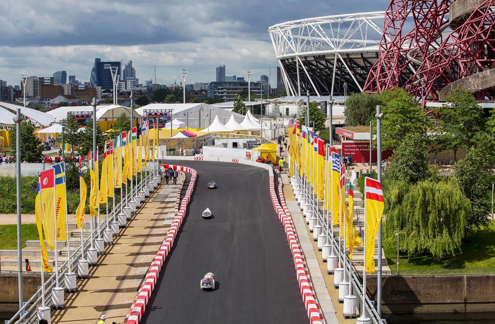 An view down one of the Eco-marathon straights at Make the Future London 2016