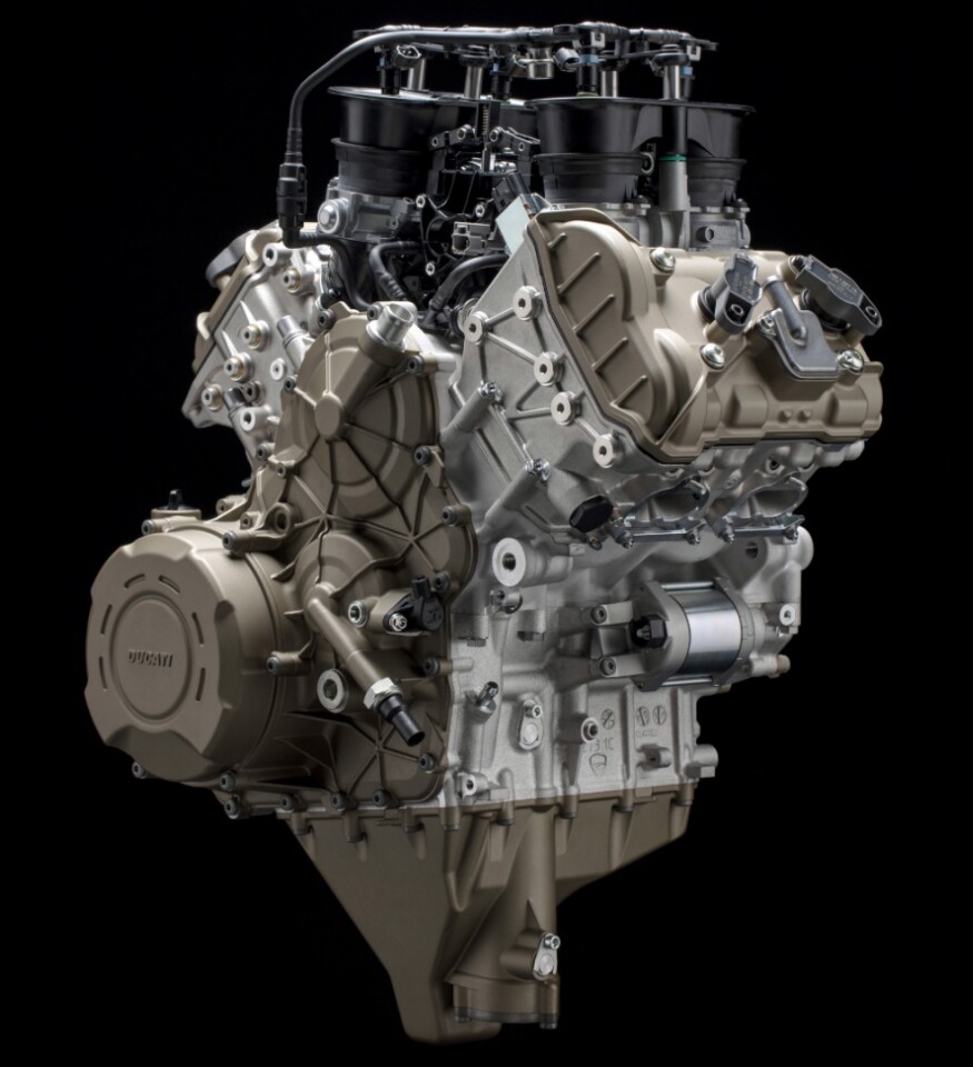 The Desmosedici Stradale 90-degree V4 motor produces 214 hp in the entry-level Panigale and the 2020 Ducati Streetfighter V4 is expected to enjoy the same privilege