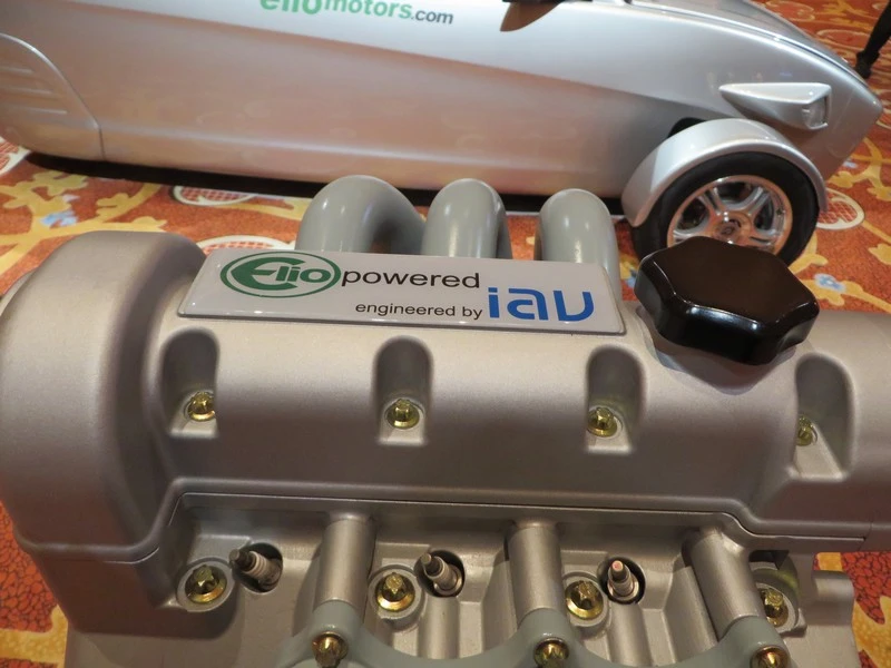The Elio's current specs include a 55-hp inline three-cylinder engine