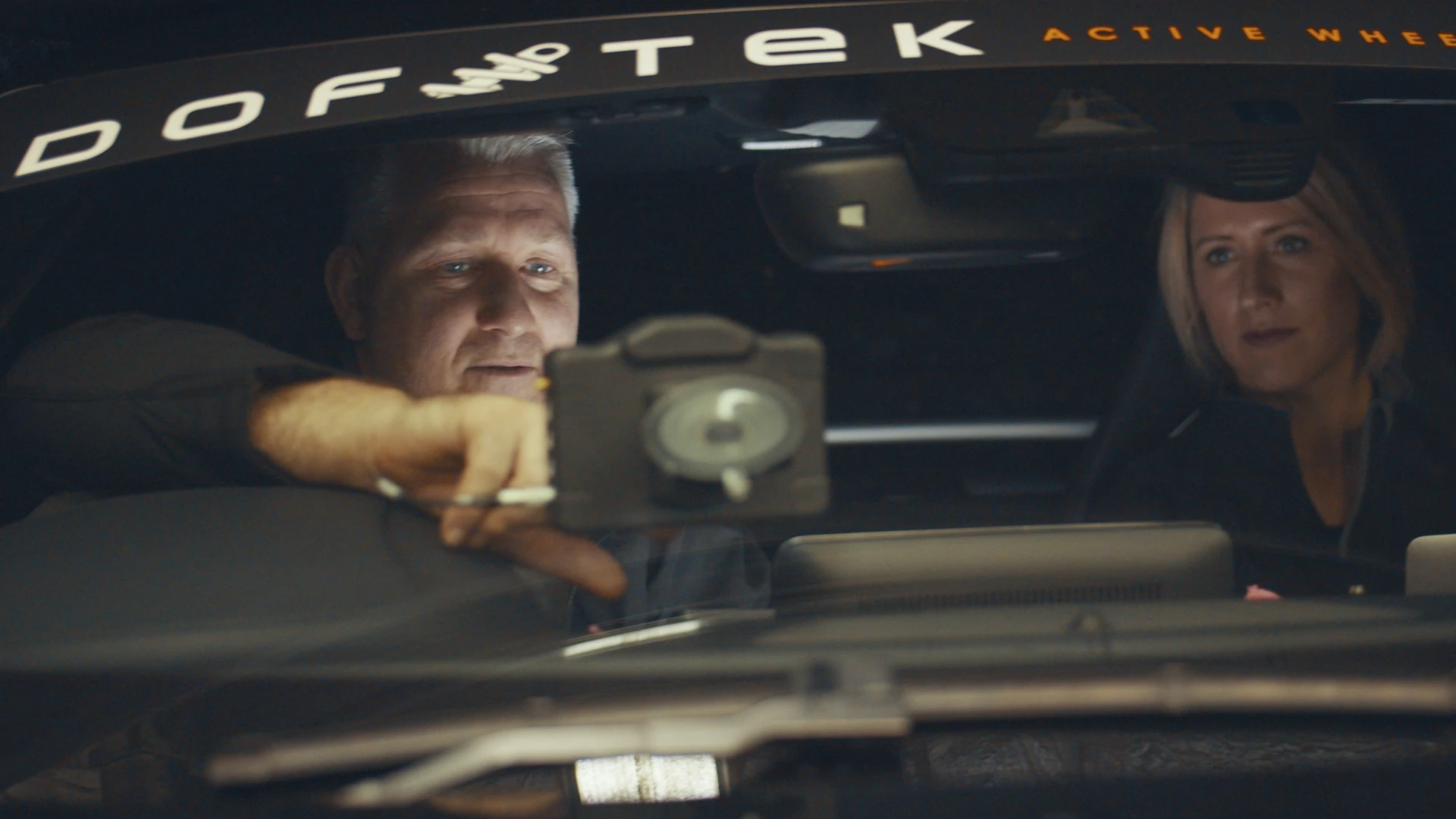 The DOFTEK system is controlled by an ECU that connects to the vehicle’s main ECU and can be controlled by the user or automatically adjust on the fly