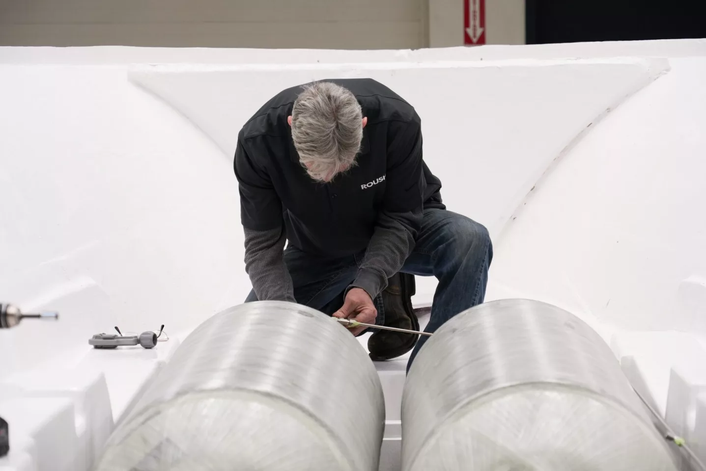 Roush works on assembling the compressed H2 system
