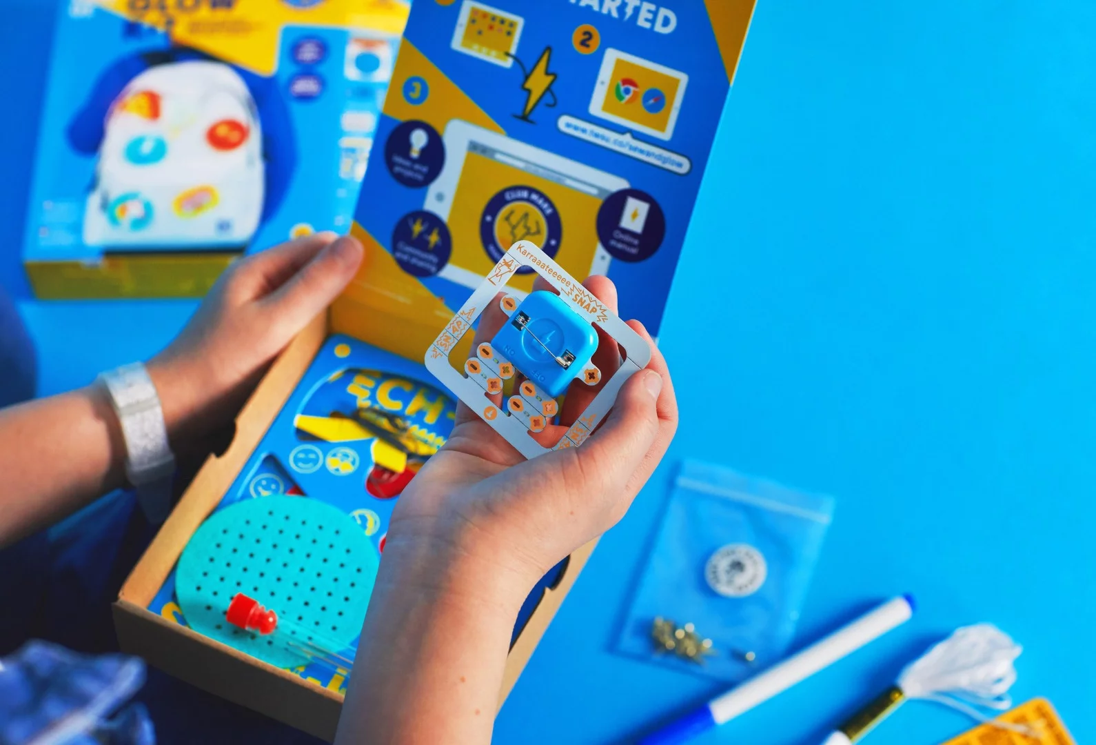 With the Sew + Glow kit, youngsters can build their own light-up badges