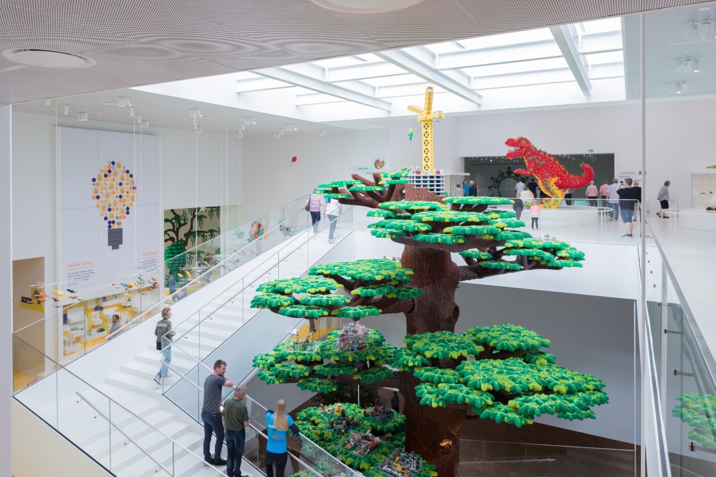 A gigantic tree, called the Tree of Creativity is the centerpiece of Lego House – it consists of more than six million Lego bricks and rises to 15 m (50 ft)