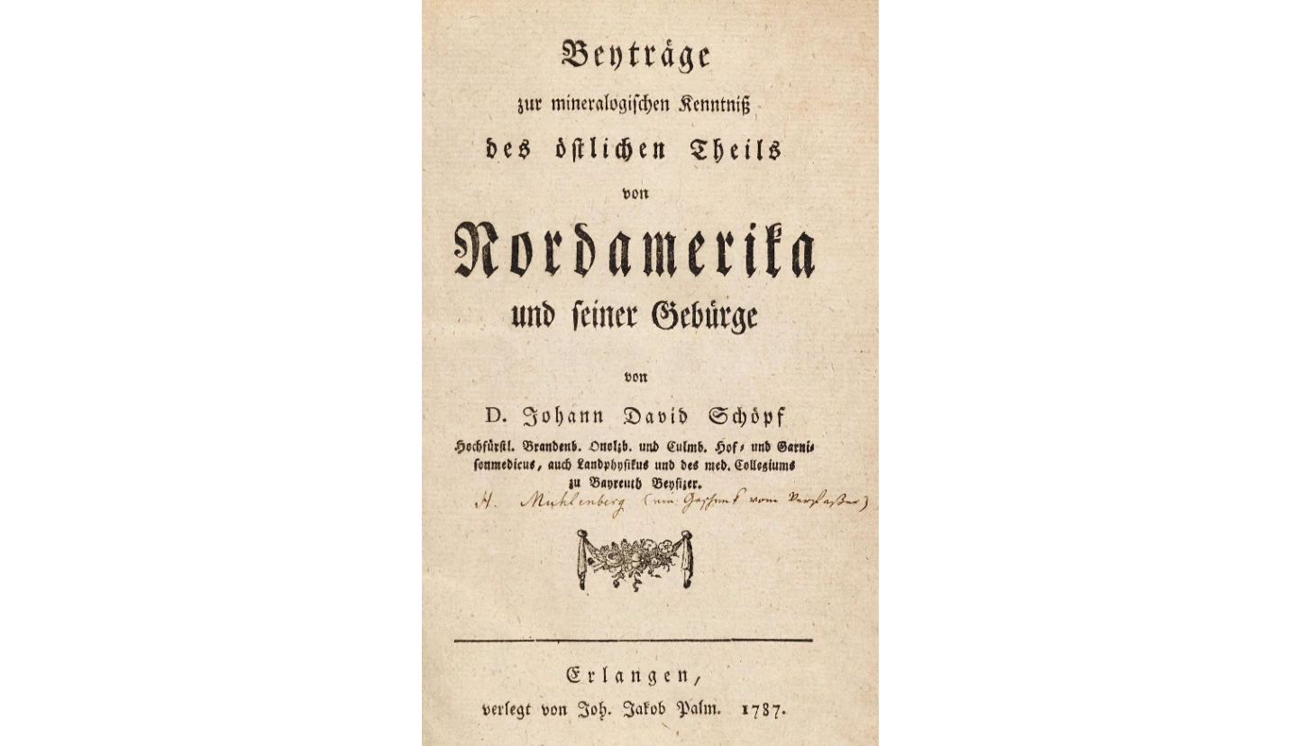 This first edition copy of Beyträge zur mineralogischen Kenntniß des östlichen Theils von Nordamerika und seiner Gebürge by Johann David Schoepf (1752-1800). It is in German but it is highly significant to America's heritage because Schoepf came to America in 1777 as chief surgeon for the Ansbach regiment of Hessian troops fighting in the American Revolution. After the war he traveled for two years throughout the States, British Florida and the Bahamas studying the land as a scientist. The above work collects his observations on North American minerals and is considered to be the "first consequential work on American geology." With an estimate of just $3,000 to $5,000, it could easily have been included in the top 10 list above and will also appreciate in value over time.