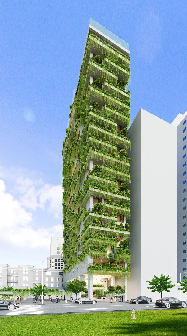 The Chicland Hotel will rise to a height of 72 m (232 ft)