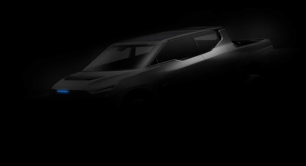 Karma teases a pickup truck as part of its plans to explore new markets for its extended-range electric powertrain tech