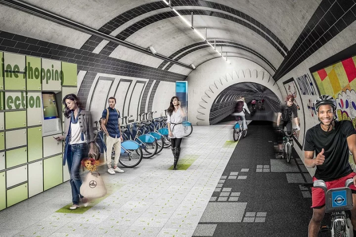 The London Underline concept would see the city's disused tunnels used as a network of cycle and footpaths (Image: Gensler)