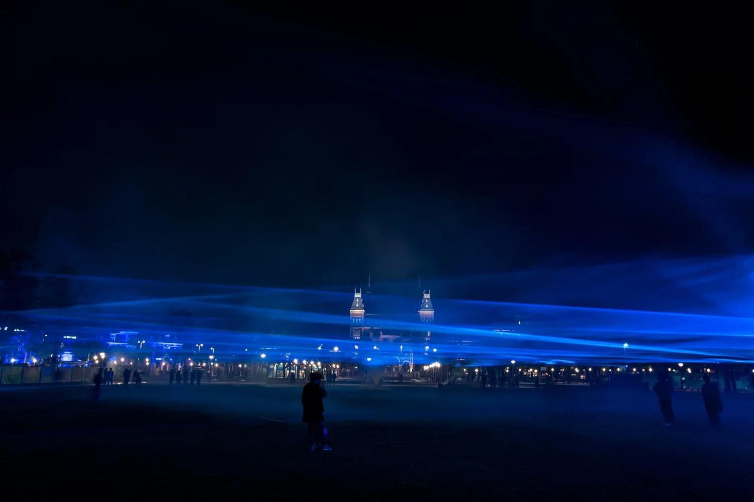 Studio Roosegaarde's Waterlicht installation has been on display in Amsterdam's Museumplein square