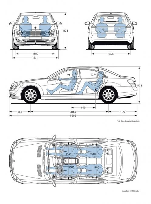 The new S-Class is larger than its predecessor in every respect. These new dimensions are the primary reason for the outstanding long-distance and stress-relieving comfort of the new Saloon.