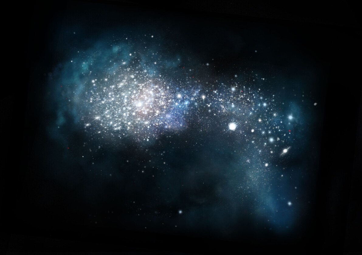 An artist's impression of a young galaxy in the early universe