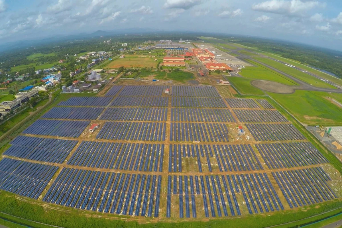 The new 12 MWp solar plant at Cochin International Airport stretches across 45 acres (18.2 ha) and is made up of more than 46,000 photovoltaic solar panels