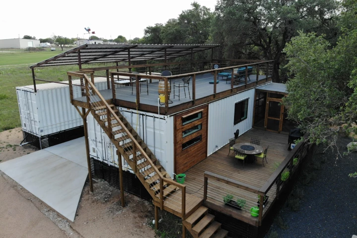 The Modern Side Stack is a remarkable residence in rural Texas that was built from three shipping containers