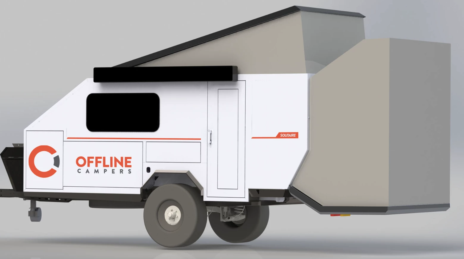 The idea behind the Solitaire is to travel as small as possible over rugged off-road terrain and expand to offer a comfortable indoor living space