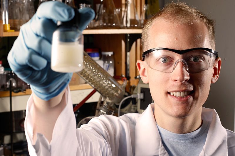 Grad student Bryan Ringstrand helped develop the new liquid crystals