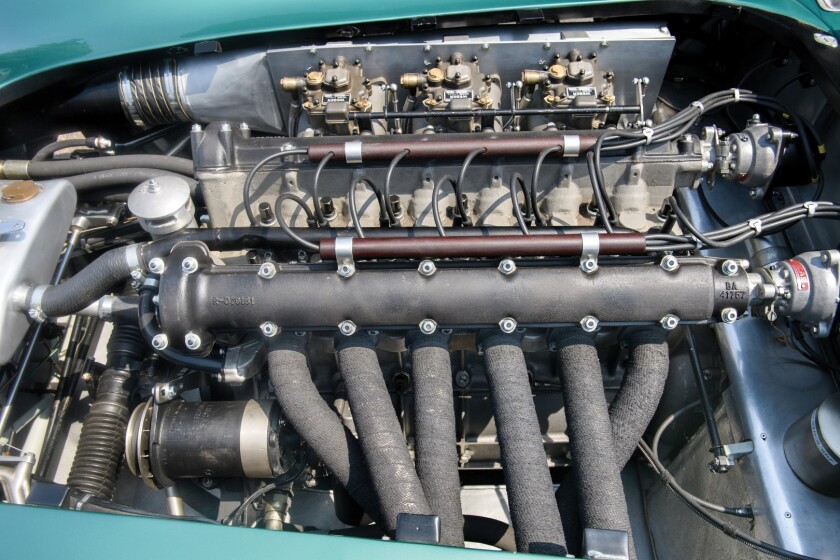 The initial DBR1 engine was a 2.5 litre six, but the ideal balance was found when a 250 hp revision of the DB3S three litre six was fitted for the 1957 season. The victories began to happen from that point and the pinnacle was the 1959 24 Hours of Le Mans where the DBR1 finished first and second, with a string of Ferrari 250 GTs some 25 laps astern - a massive margin