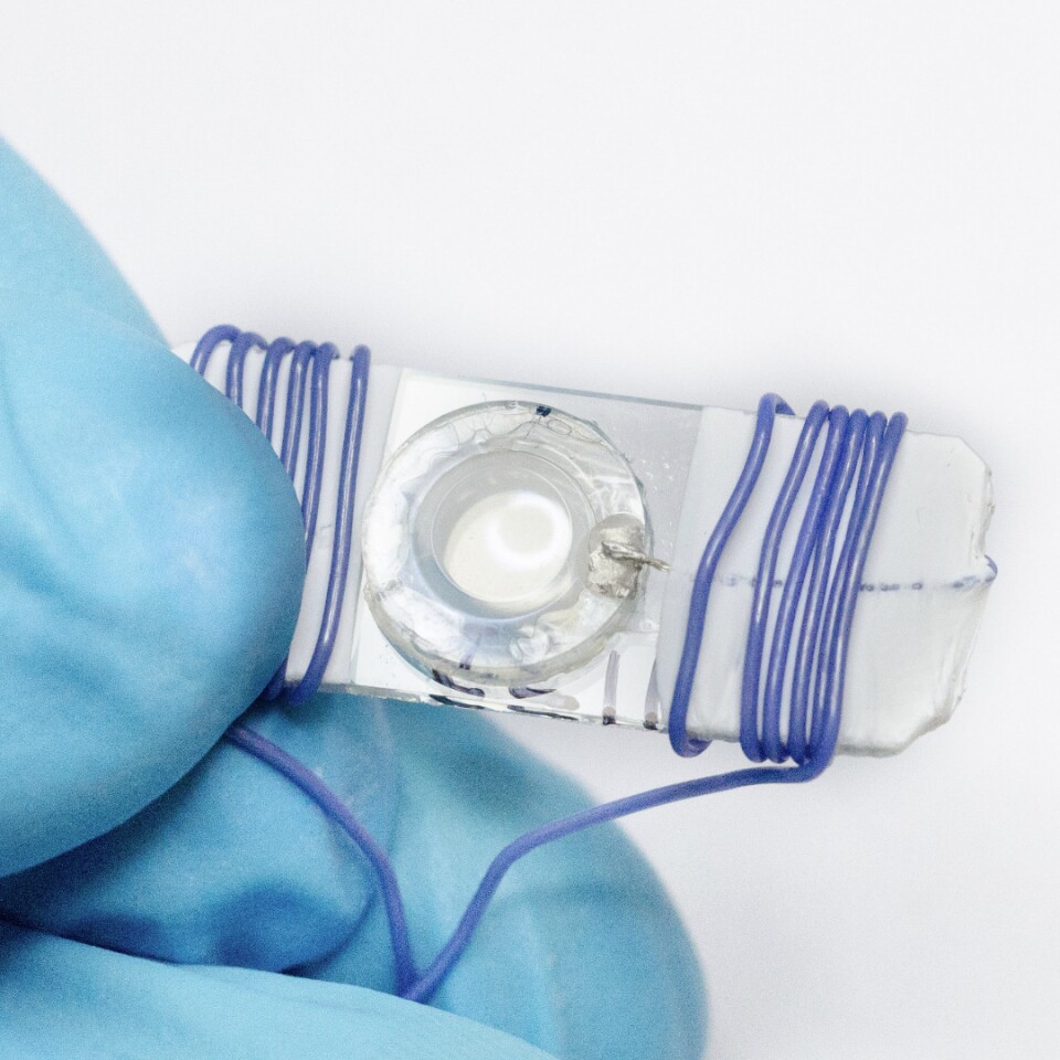A prototype of an electrically switchable contact lens previously developed by the same group of collaborators