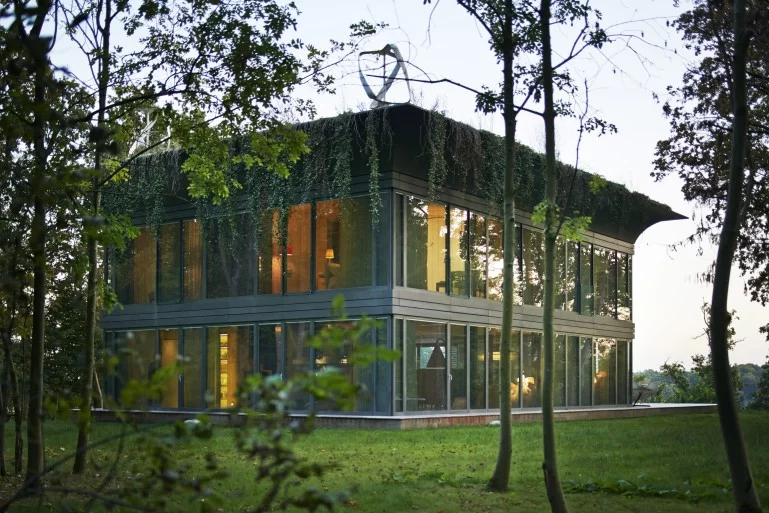 In addition to several shapes and sizes P.A.T.H homes can sport an all glass outer shell, a combination of wood and glass shell, or fully-wooden shell (Photo: Starck with Riko)