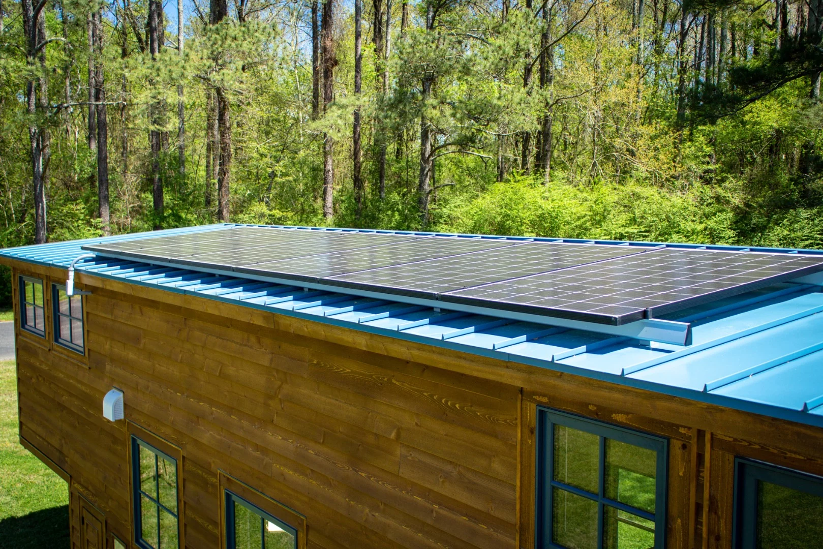 The Cedar House gets power from a roof-based solar power array