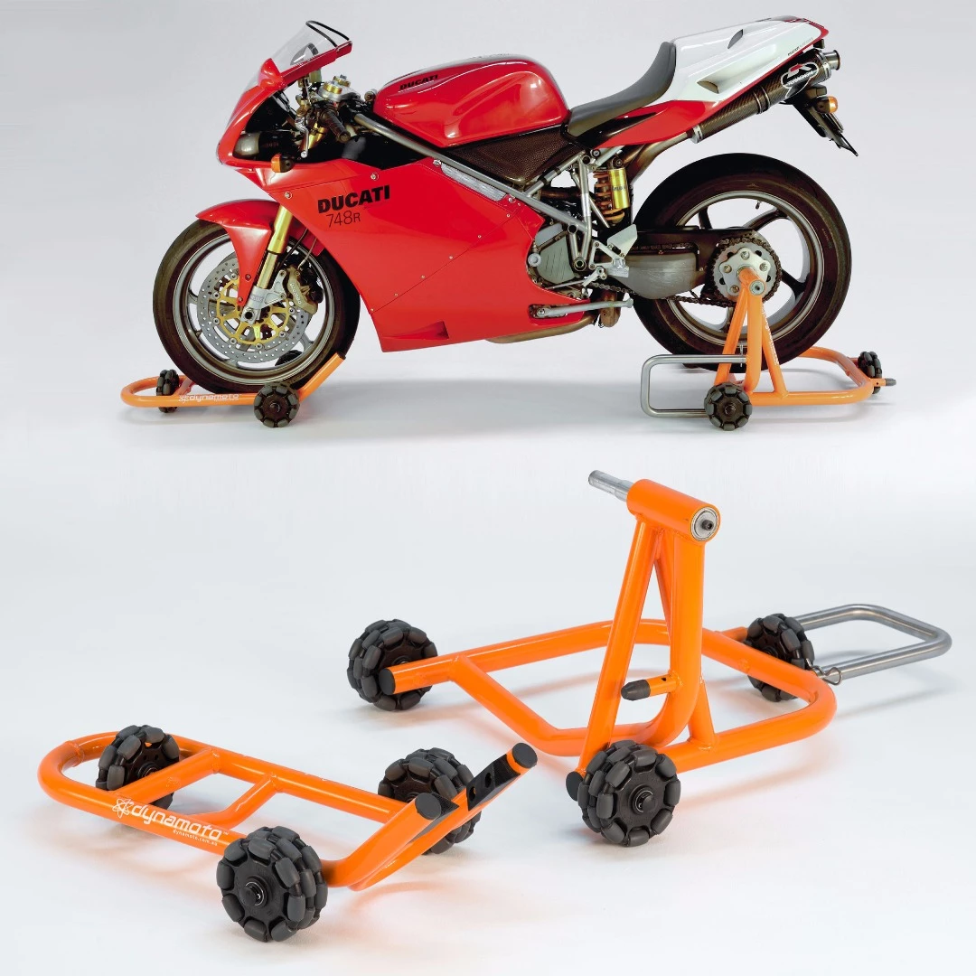 Dynamoto motorcycle stand: single sided swingarm version