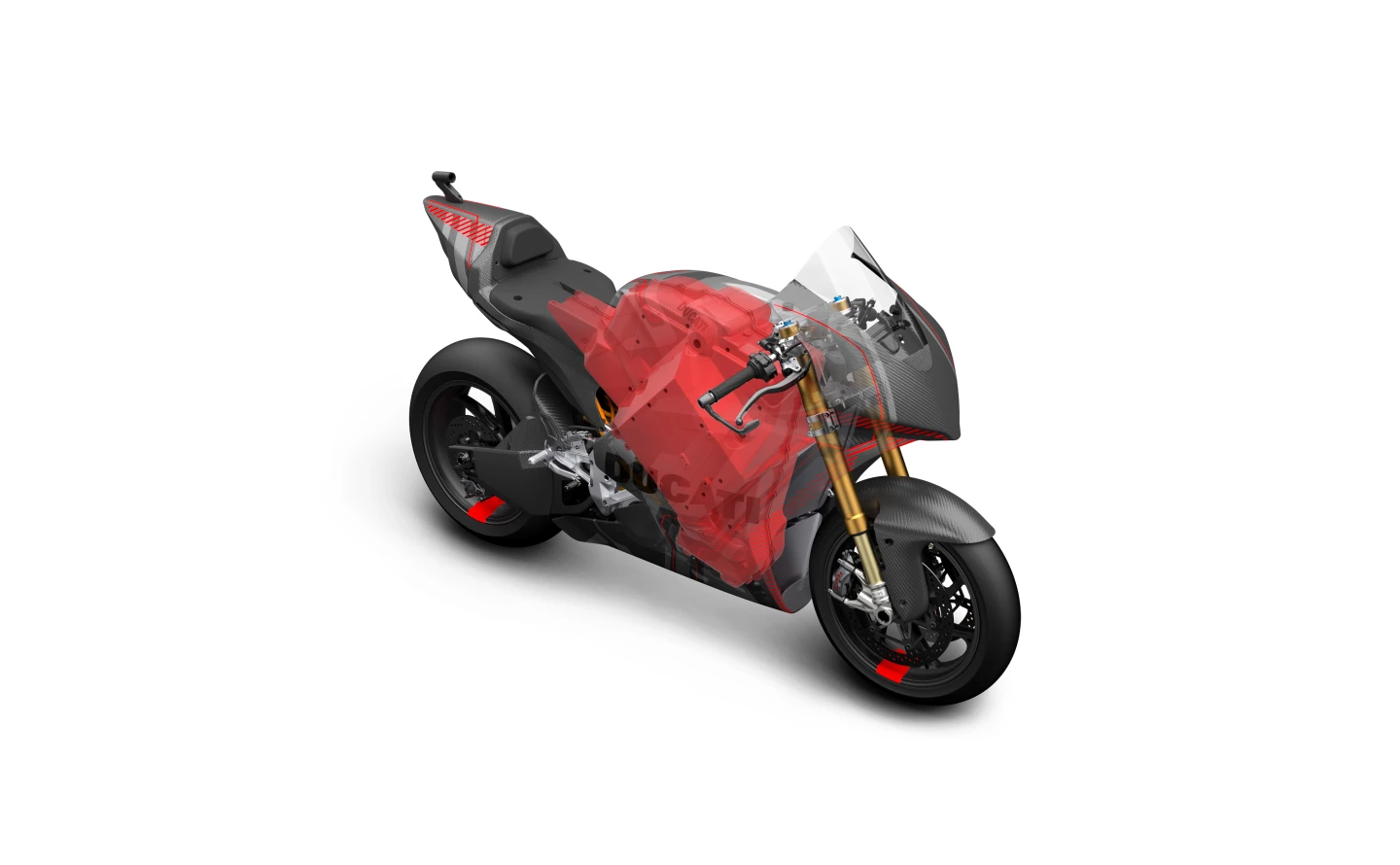 Battery pack has been shaped around the desired handling characteristics, and its carbon case is a stressed part of the frame