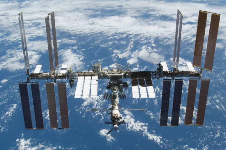 The study made use of medicines returned from the International Space Station (ISS), pictured here from the space shuttle Atlantis in November 2009