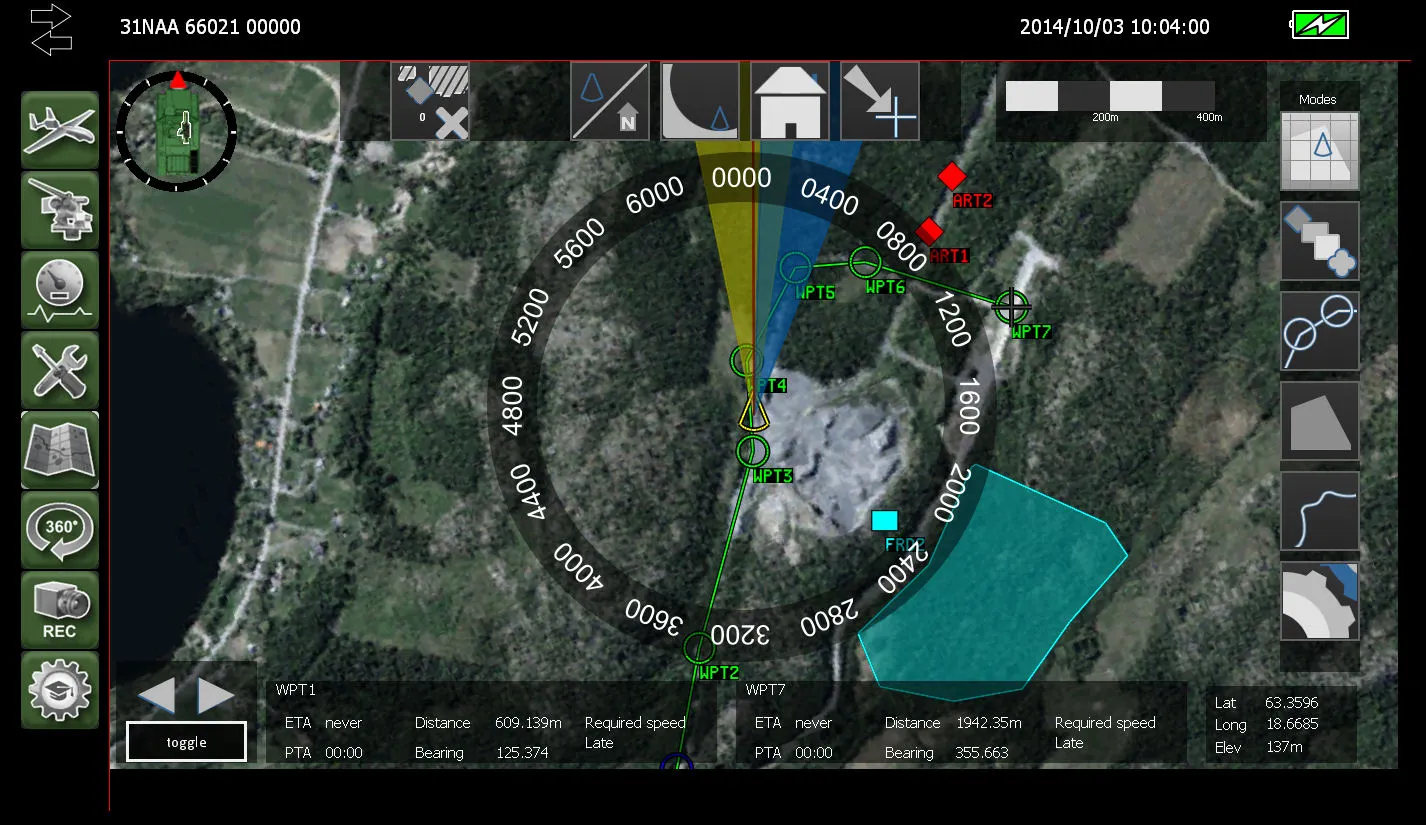 Example of the top-down touchscreen aspect of BattleView, which grants a wider strategic view of the combat area