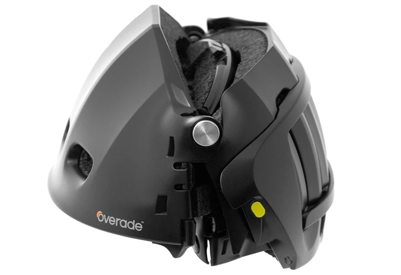 The overade bike helmet folds down to a compact size