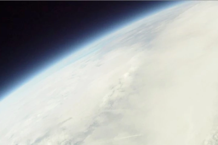 An image of the earth and the blackness of outer space, obtained by Luke and Max Geissbuhler