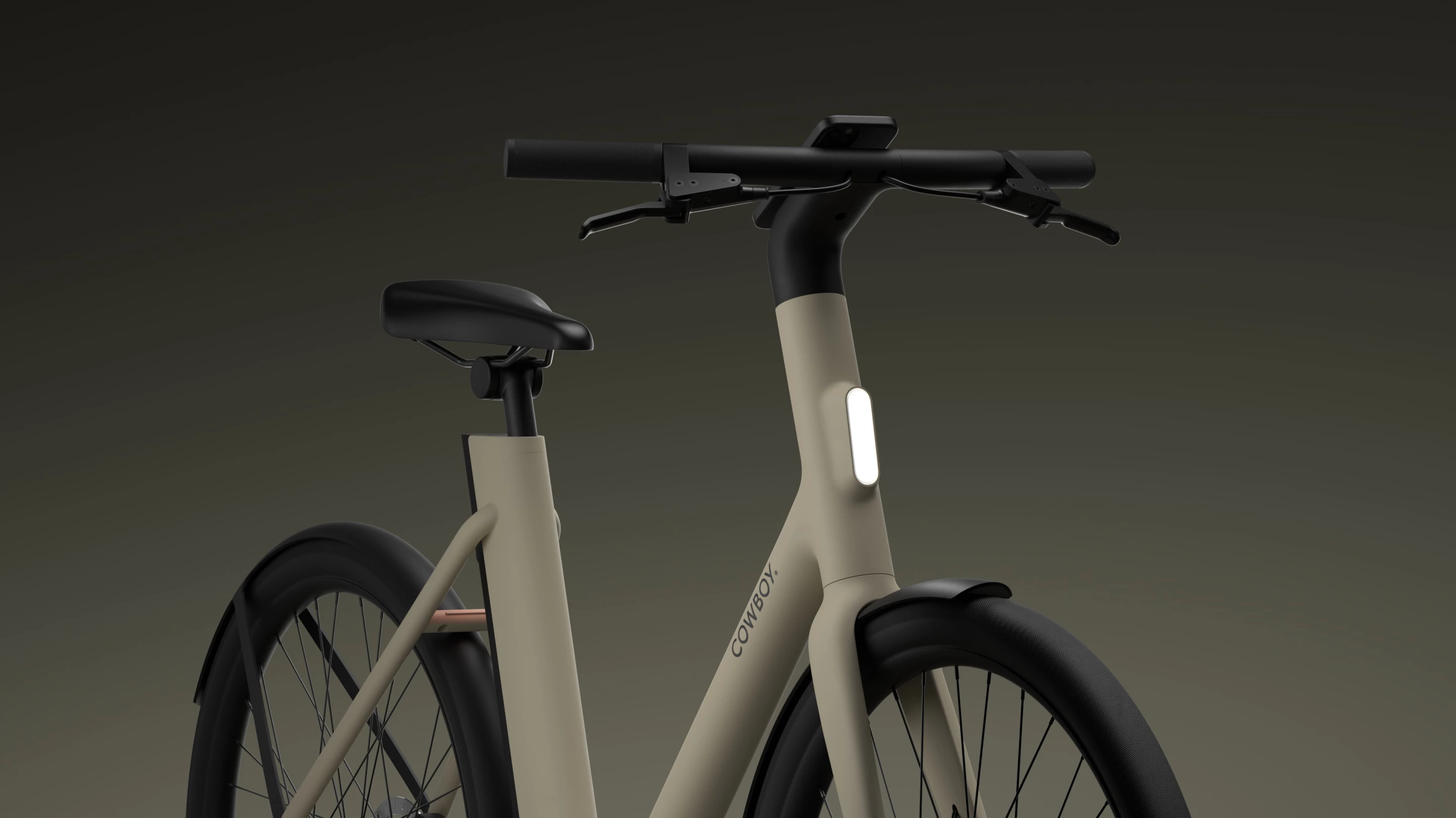 The step-over and step-through Cowboy 4 ebikes can be had in black, khaki and sand finishes