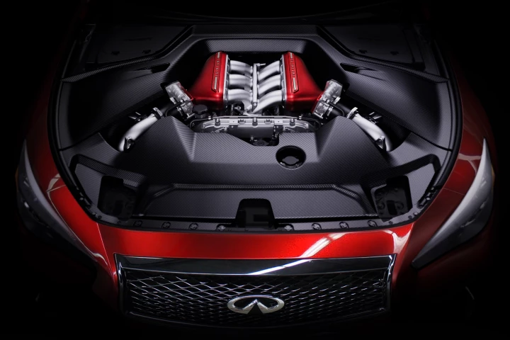 Infiniti's Q50 Eau Rouge high-performance sedan prototype runs the GT-R 568PS (560hp) engine producing a very usable 600Nm (592 lb-ft) that has already embarrassed the world's most expensive sports cars. The proven Eau Rouge engine runs through a full-time AWD system and seven-speed transmission.