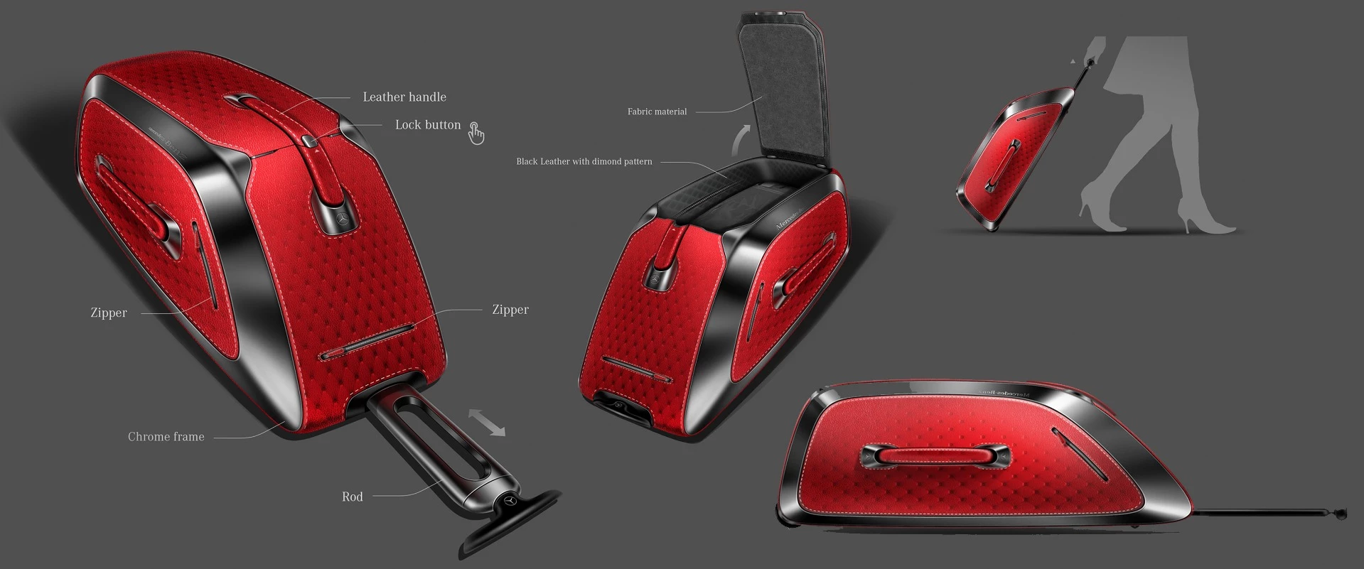 In the front luggage area of the Vision Mercedes-Maybach 6 is a set of two suitcases, exclusively created for the vehicle. Here too the designers have followed the sensual, pure design idiom of Mercedes-Benz. Plenty of space has also been provided for further additions such as picnic accessories or personal items.