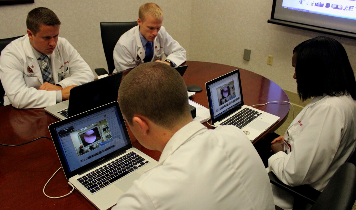 Medical students were able to watch the surgery in real time (Photo: Ohio State University)