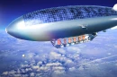 An artist's impression of a stratosphere-based quantum computing platform with a balloon-based relay station below