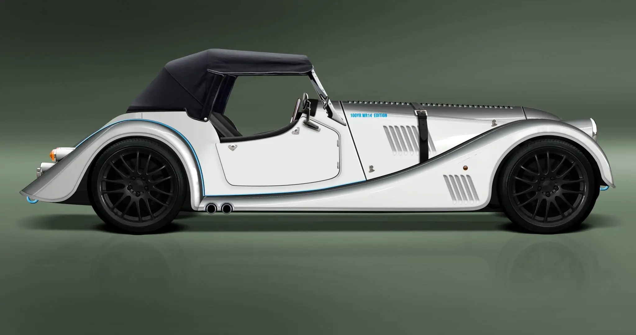 The Morgan Plus Speedster with the top up