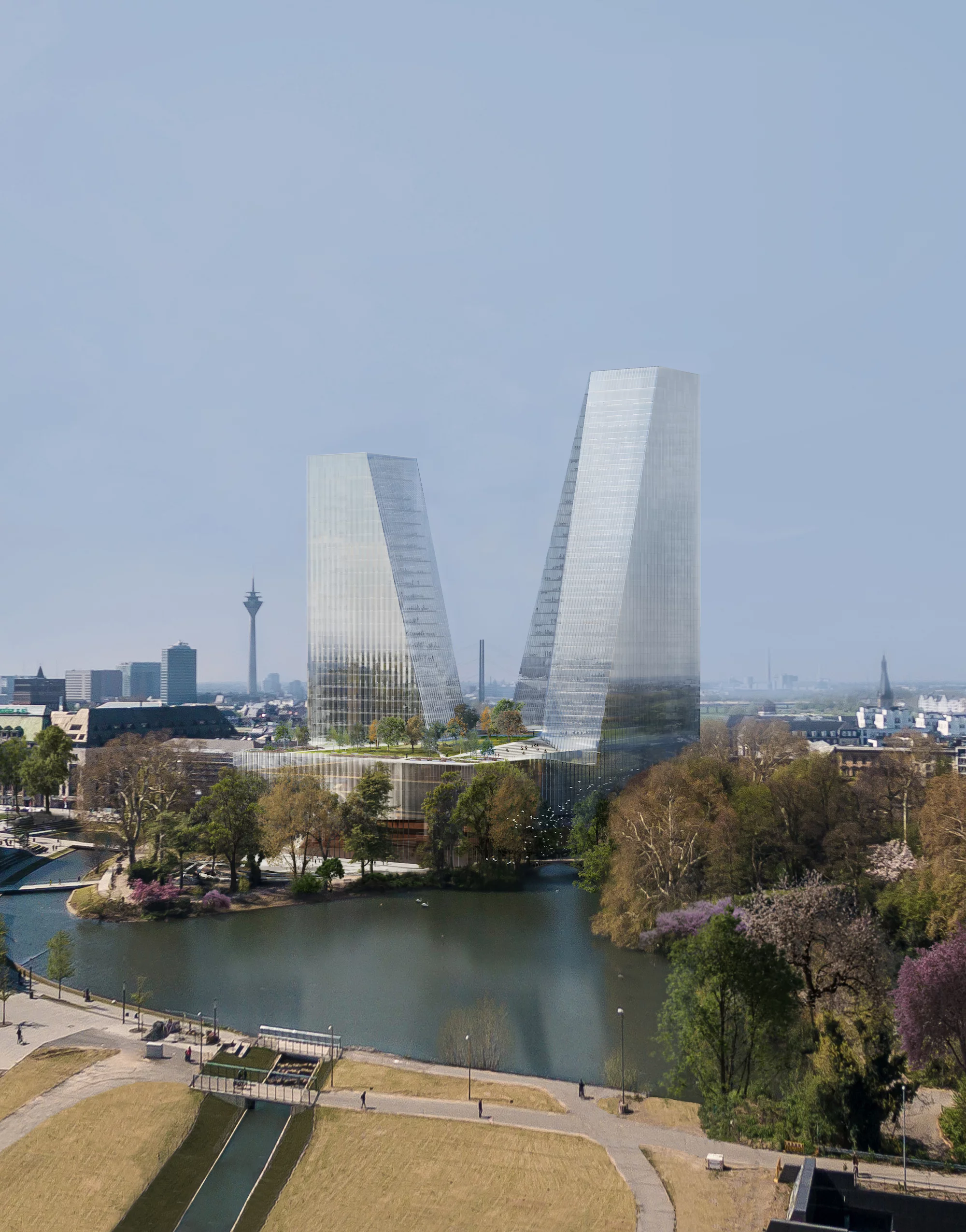 Duett Düsseldorf will be defined by two "dancing" towers that are designed to minimize shade in the nearby surroundings