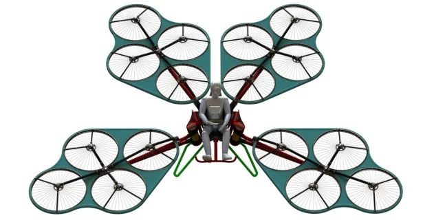 A rendering of a commercial version of the multicopter