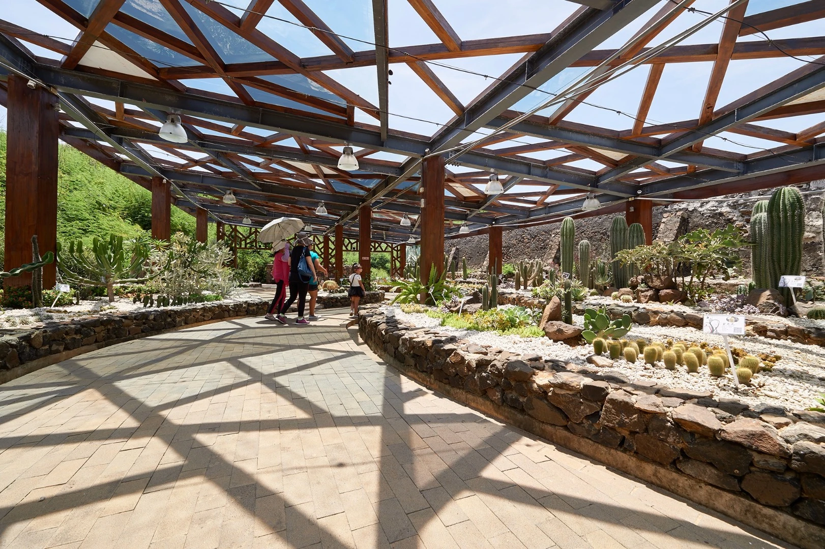 The interior of the basaltic-based greenhouse, at the Penghu Qingwan Cactus Park